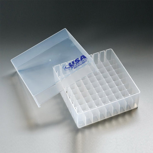 Polypropylene 81-Place Box with Natural Bottom and Clear Lid, 5 1/8 In L x 5 1/8 In W x 1 7/8 In H, 5/Pack