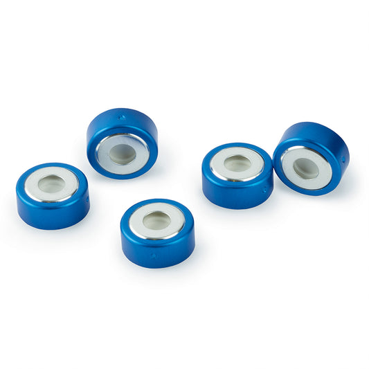SPME Vial Cap, 20 mm, Blue, Bi-Metal Crimp with MicroCenter PTFE/Silicone Septa, 1000/pk