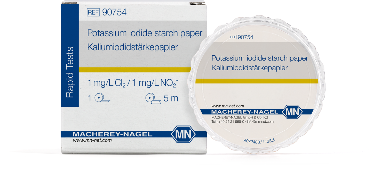 Qualitative Potassium Iodide Starch Paper MN 816 N for Nitrite and Free chlorine, 5 m x 7 mm
