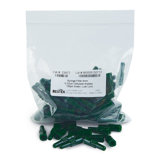 4 mm Syringe Filter, 0.22um, Cellulose Acetate, green, luer-lock, 100/pk