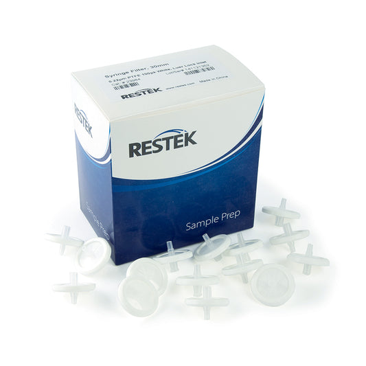30 mm Syringe Filter, 0.22um, PTFE, white, 100/pk