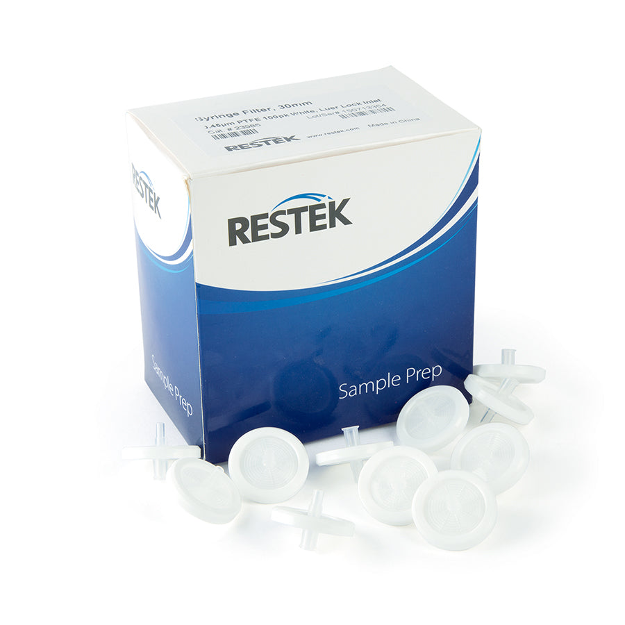 30 mm Syringe Filter, 0.45um, PTFE, white, 100/pk