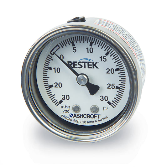 Gauge, Vacuum/Pressure 30" to 30 psig Compound 1/8" NPT CBM, 2" diam, SS