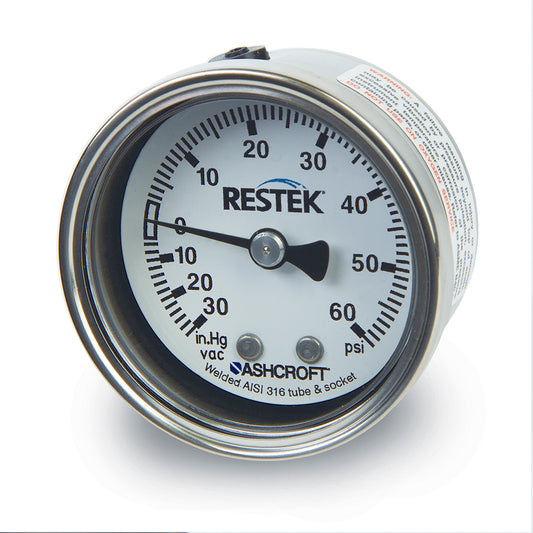 Gauge, Vacuum/Pressure 30" to 60 psig Compound 1/8"NPT CBM, 2" diam, SS
