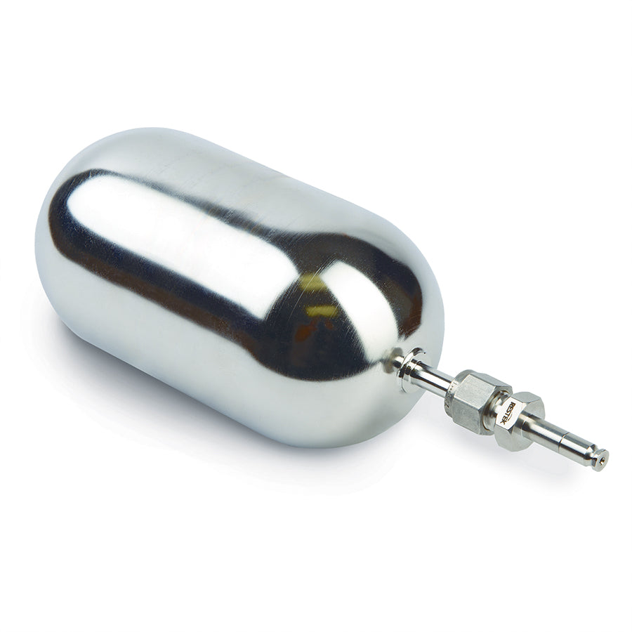 Miniature Canister 400cc Electropolished with male RAVEqc Quick-Connect Fitting (cat.#27367); A compatible female fitting, such as cat.# 27369 (sold separately) is required to complete the valve connection.