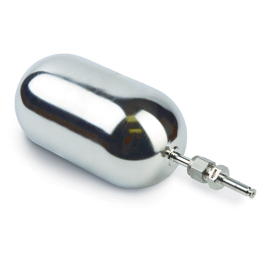 Miniature Canister 400cc Electropolished with male RAVEqc Quick-Connect Fitting (cat.#27367); A compatible female fitting, such as cat.# 27369 (sold separately) is required to complete the valve connection.