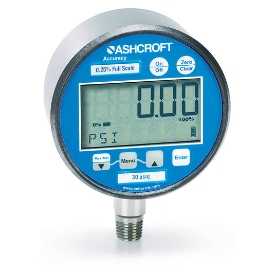 Ashcroft 2074 Digital Pressure Gauge, 3" diameter, 1/4" NPT, 30" Hg to 60 psi