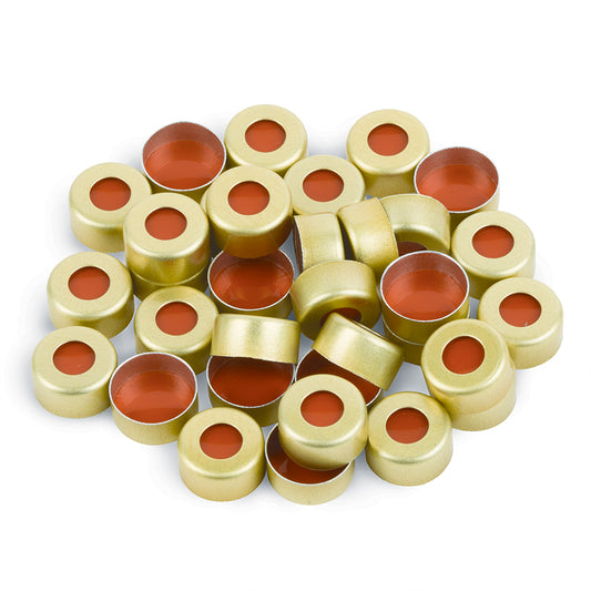 2.0 mL, 11 mm Aluminum Crimp-Top Seals with PTFE/Red Rubber Septa, Yellow, 1,000/pk