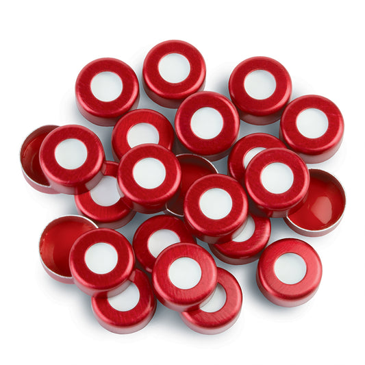 2.0 mL, 11 mm Aluminum Crimp-Top Seals with PTFE/Silicone Septa, Red, 1,000/pk