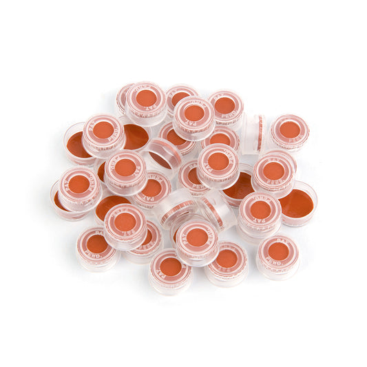 2.0 mL, 11 mm Poly Crimp-Top/Snap-Top Caps and PTFE/Butyl Rubber Septa, Clear, 1,000/pk
