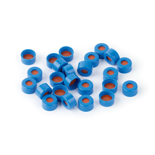 Caps, Short Screw, 9 mm, PTFE/Butyl Rubber Septa, Blue, 1, 000/pk