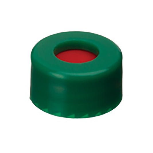 Caps, Short Screw, 9 mm, PTFE/Silicone/PTFE Septa, Green, 1, 000/pk