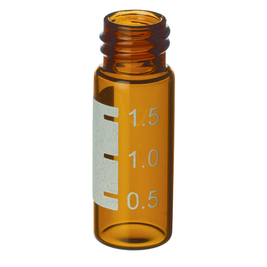 2.0 mL, 10 mm/425 Big Mouth Step Screw-Thread Vials with Grad Marking Spot, Amber, 100/pk