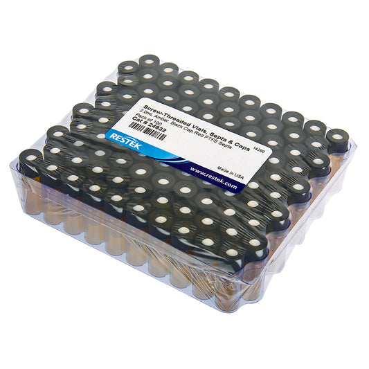 Vial, Threaded w/Septa 2 mL Amber 8-425 w/Red PTFE/ Sil Septa 0.045", 1,000/pk