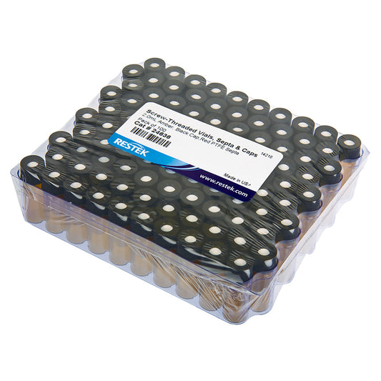Vial, Threaded w/Septa 2 mL Amber 8-425 w/Red PTFE/ Sil Septa 0.065", 100/pk