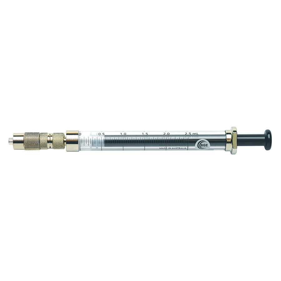 Syringe, SGE 2.5MDR-VLL-GT (2.5mL), Gas-Tight Fitted with Luer Lock Valve