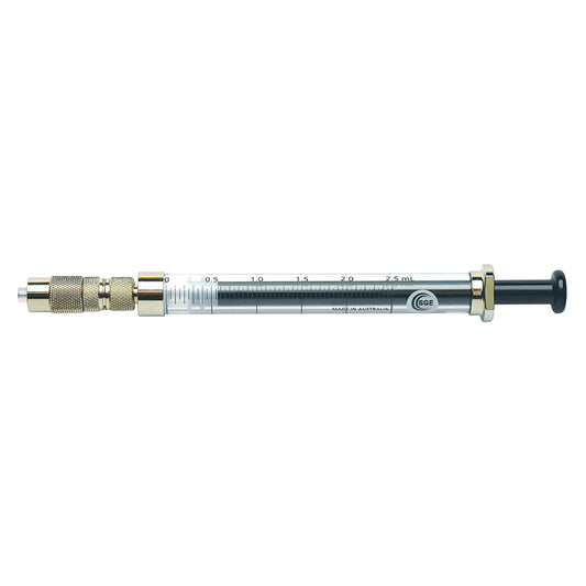 Syringe, SGE 2.5MDR-VLL-GT (2.5mL), Gas-Tight Fitted with Luer Lock Valve