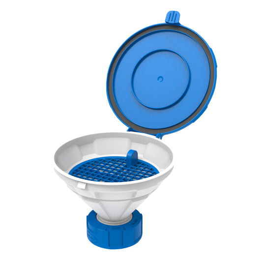 Funnel with Lid, S60/61, PE-HD, with Removable Sieve