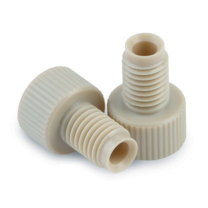 PEEK Finger-Tight Fittings for 1/8" OD Tubing, 1/4-28 Threads, 500psi, 10/pk