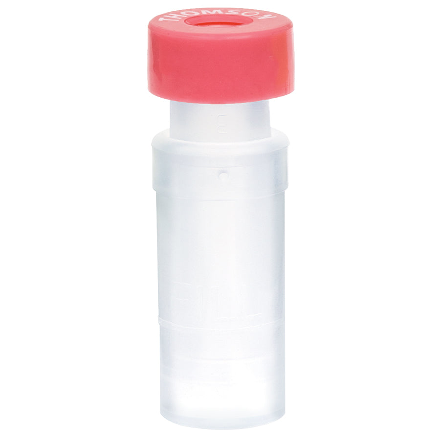 Filter Vials, 0.45um Nylon w/preslit cap, Thomson SINGLE StEP Standard, Pink Cap, 100/pk