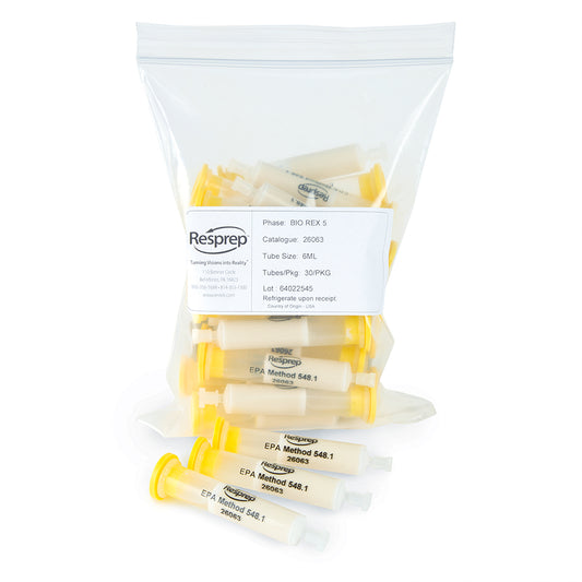 SPE Cartridge, EPA 548.1, 6mL, Bio-Rex 5 resin, slurry pack, 30/pk