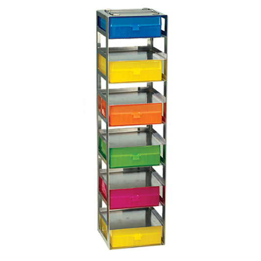 11-Place (1 Long x 11 High) Chest Freezer Rack For 100-Place Hinged Boxes, 6 1/4 In L x 5 7/8 In W x 25 3/8 In H, Stainless Steel