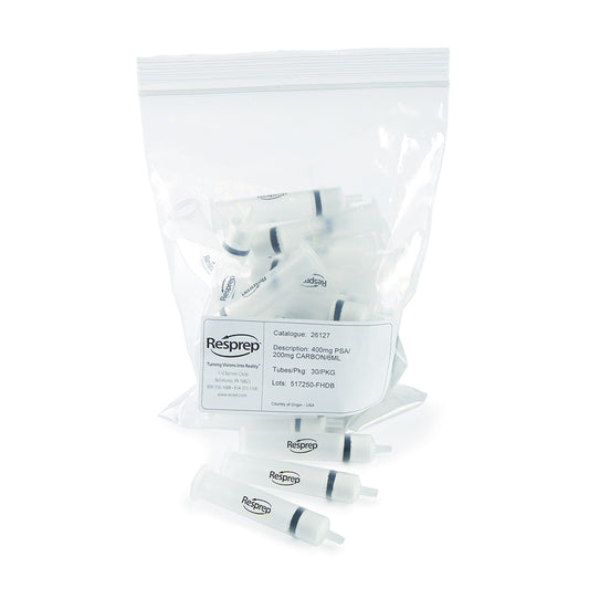 SPE Cartridge, Combo, 6mL Packed with 200mg Carboprep 200 and 400mg PSA, PTFE Frits, 30/pk