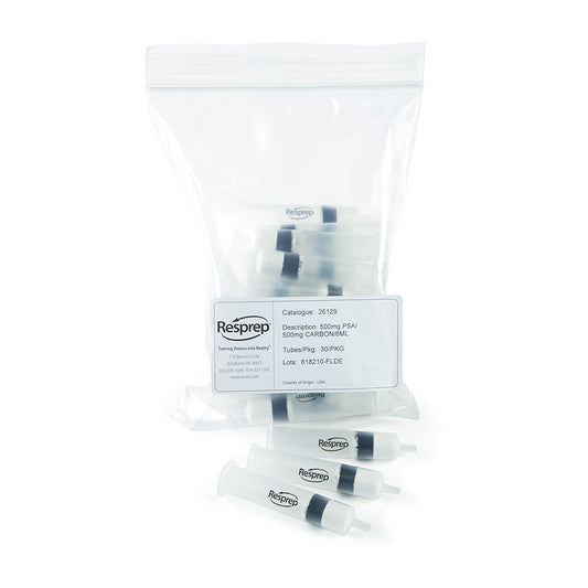 SPE Cartridge, Combo, 6mL Packed with 500mg Carboprep 200 and 500mg PSA, PTFE Frits, 30/pk
