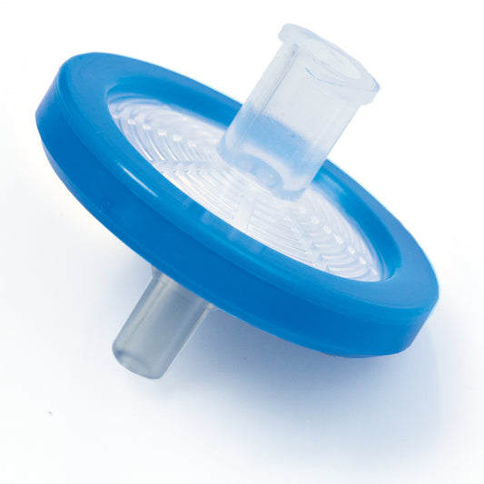 25 mm Syringe Filter, 0.45um, PVDF, blue, 100/pk