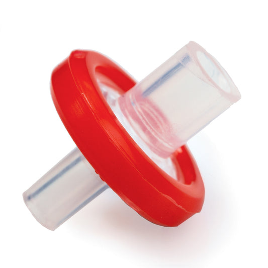 13 mm Syringe Filter, 0.22um, Cellulose Acetate, red, luer-lock, 100/pk