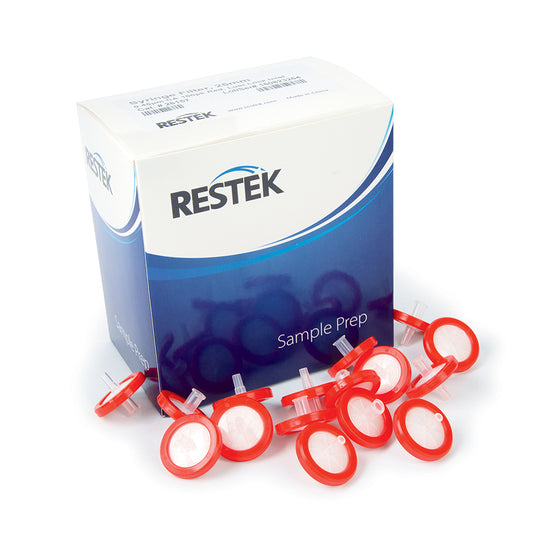 25 mm Syringe Filter, 0.45um, Cellulose Acetate, red, luer-lock, 100/pk