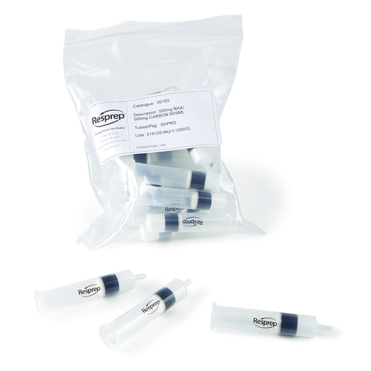 SPE Cartridge, Combo, 6mL Packed with 500mg Carboprep 90/500mg Aminopropyl, polyethylene frits, 30/pk