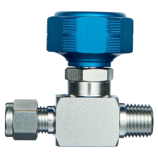 Sample Cylinder Valve, 1/4" Male NPT x 1/4" Male Compression, 3500psig DOT pressure rating, Stainless Steel