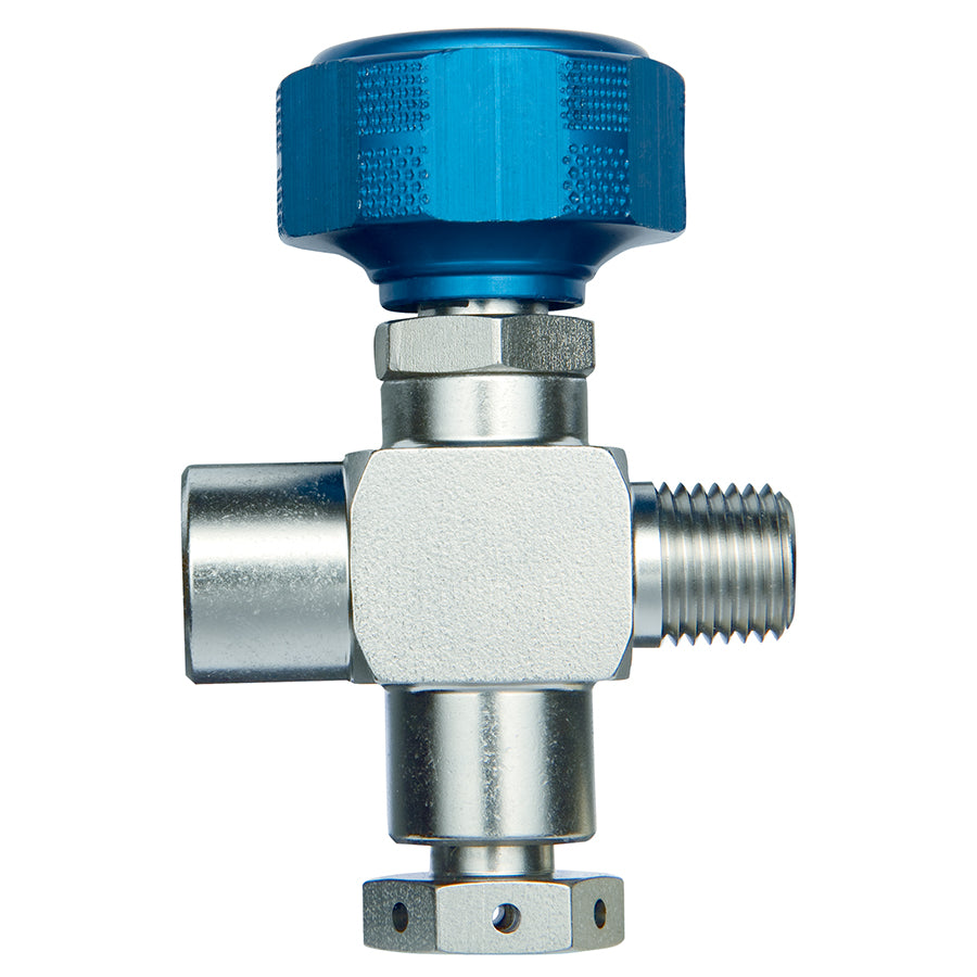Sample Cylinder Valve, 1/4" Male NPT x 1/4" Female NPT w/1,800 psi Rupture Disk, 3500psig DOT pressure rating, Stainless Steel