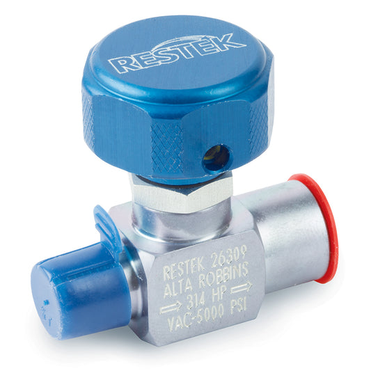 Sample Cylinder Valve UHP, 1/4" Male NPT x 1/4" Female NPT, 5000psig DOT pressure rating, Sulfinert Treated