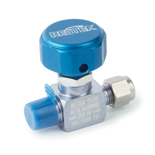 Sample Cylinder Valve UHP, 1/4" Male NPT x 1/4" Male Compression, 5000psig DOT pressure rating, Sulfinert Treated