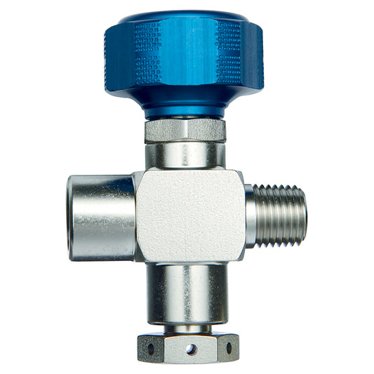 Sample Cylinder Valve UHP, 1/4" Male NPT x 1/4" Female NPT w/2,850 psi Rupture Disk, 5000psig DOT pressure rating, Sulfinert Treated