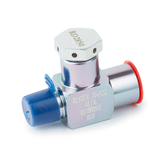 Rupture Disk Tee, 1/4" Male NPT x 1/4" Female NPT, 2850psig DOT pressure rating, Sulfinert Treated