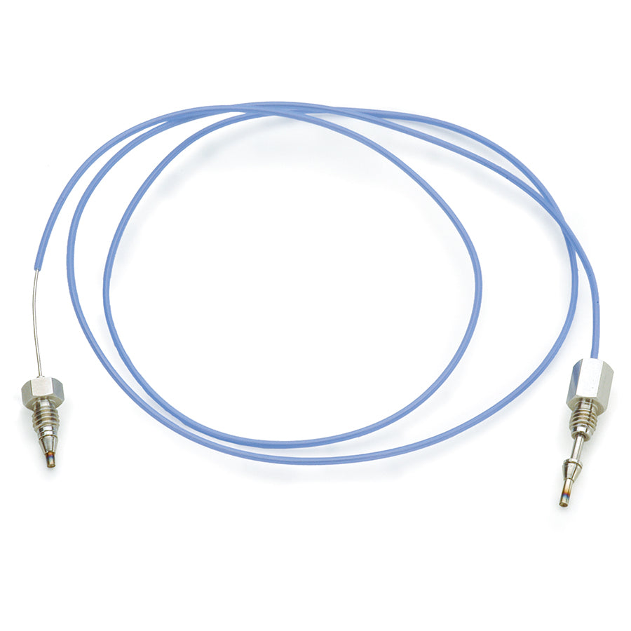 Capillary SS Tubing, 700mm x 0.25mm ID, Blue, 1/16" SS Male Nut, F/B Ferrule Set, 1/16" Rheodyne Male Nut, Similar to Agilent #01078-87306