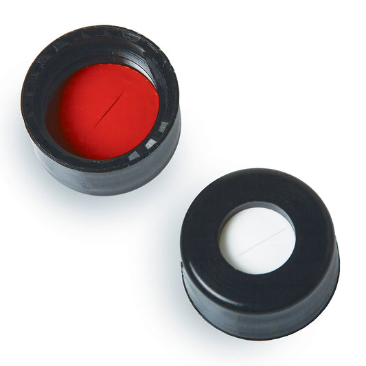 Caps, Short Screw, 9 mm, Black, PTFE/Silicone w/Slit, 100/pk