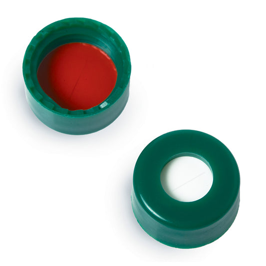 Caps, Short Screw, 9 mm, Green, PTFE/Silicone with Slit, 1, 000/pk