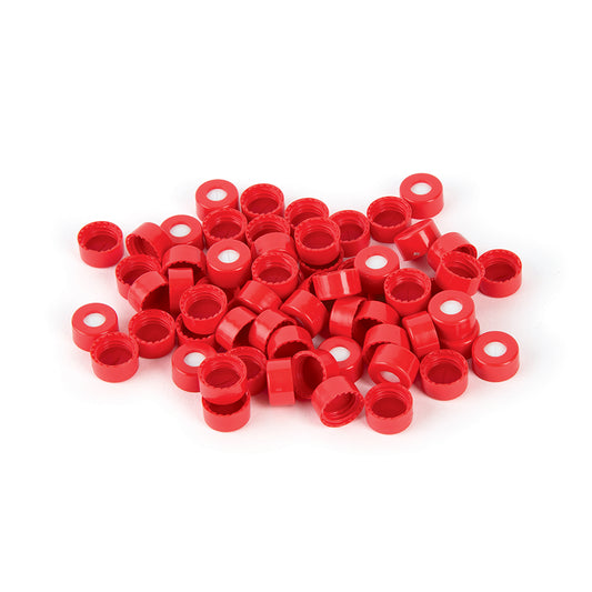 Caps, Short Screw, 9 mm, Red, PTFE/Silicone w/Slit, 1, 000/pk