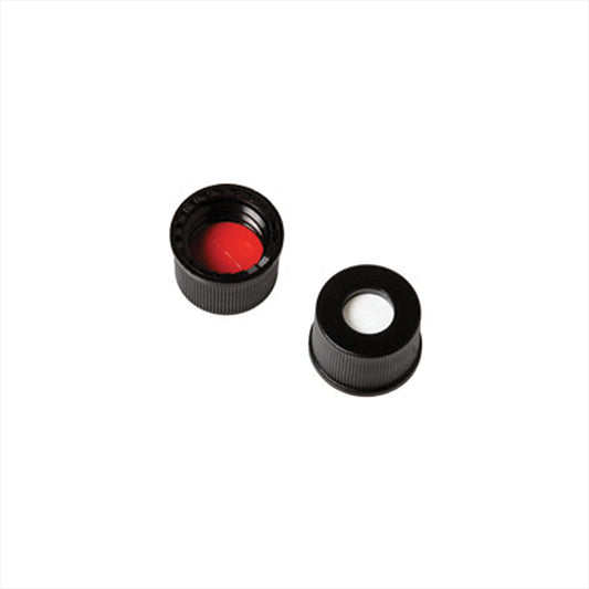 Vial Cap & Septa, 8-425 Black Cap, Red PTFE/Silicone Septa, 0.060" with Slit, 1,000/pk