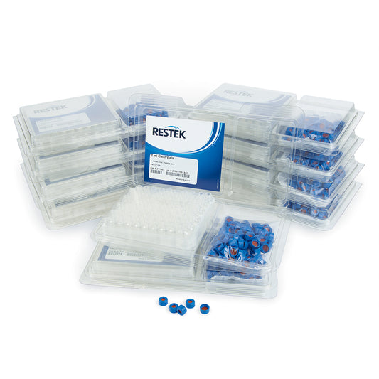 2 mL, Screw Thread Vial Kits, Clear w/Grad Marking Spot, 9 mm, Blue Cap PTFE/Butyl Rubber Liner, 1-000/pk