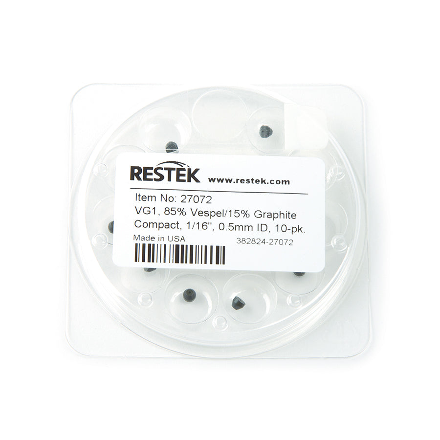 Ferrule, Vespel/Graphite, VG1, 85% Vespel/15% Graphite Compact, 1/16", 0.5 mm ID, 10/pk