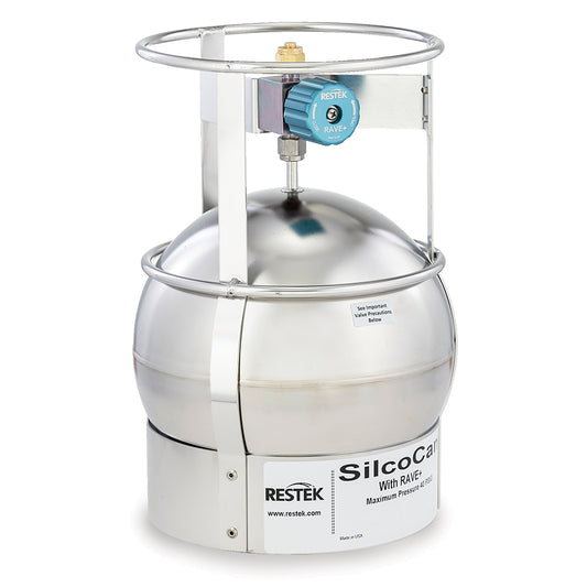 SilcoCan Air Sampling Canister, 3 L, with 2-Port Siltek-Treated RAVE+ Valve