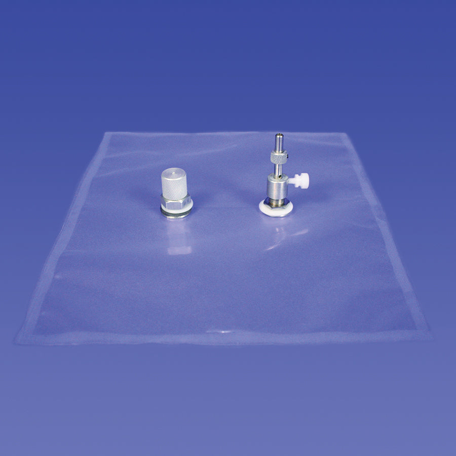 Tedlar Sampling Bag w/Stainless Steel Push/Pull Valve & Septum Fitting, 0.5 L, 6" x 6", 10/pk