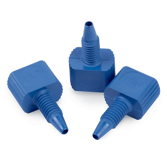 PEEK Fingertight Fittings, Blue, Flat, 1/16, 10-32, 5,000psi, 10/pk