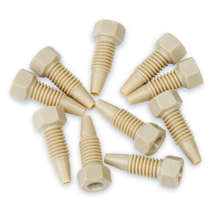 PEEK Hex-Head Fittings, Natural, 1/16", 10-32, 5,000psi, 10/pk
