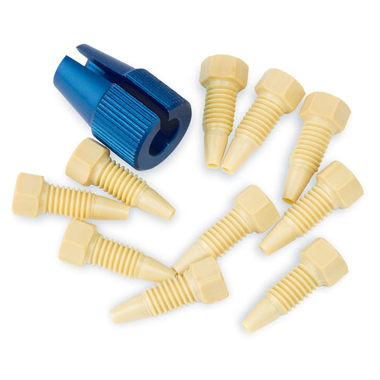 PEEK-HT Hex-Head Fittings with Driver, Natural, 1/16", 10-32, 10,000psi, 10/pk